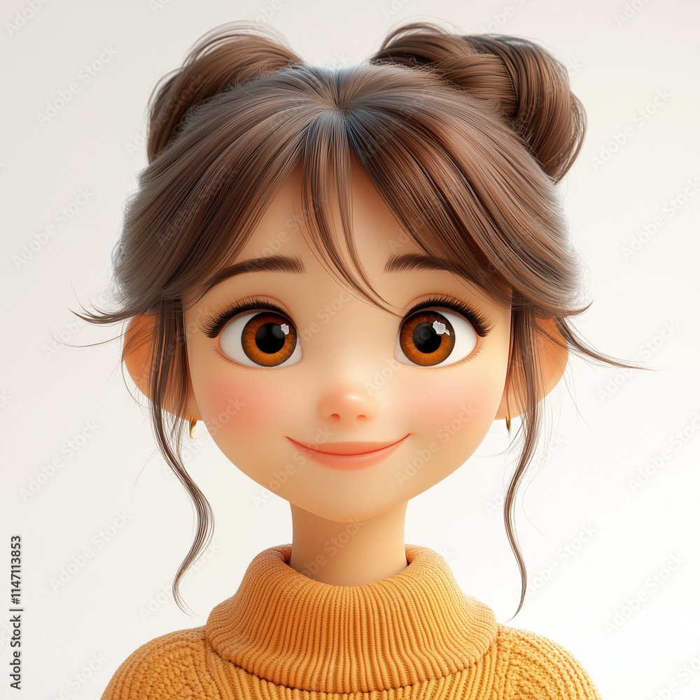 3d Portrait Woman Happy Person White Background Cart 3d Portrait Woman Happy Person White Background Cart