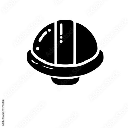 Hard Hat Icon: A bold, black and white illustration of a hard hat, symbolizing safety, construction, and industrial work. Perfect for websites, apps, and presentations. photo