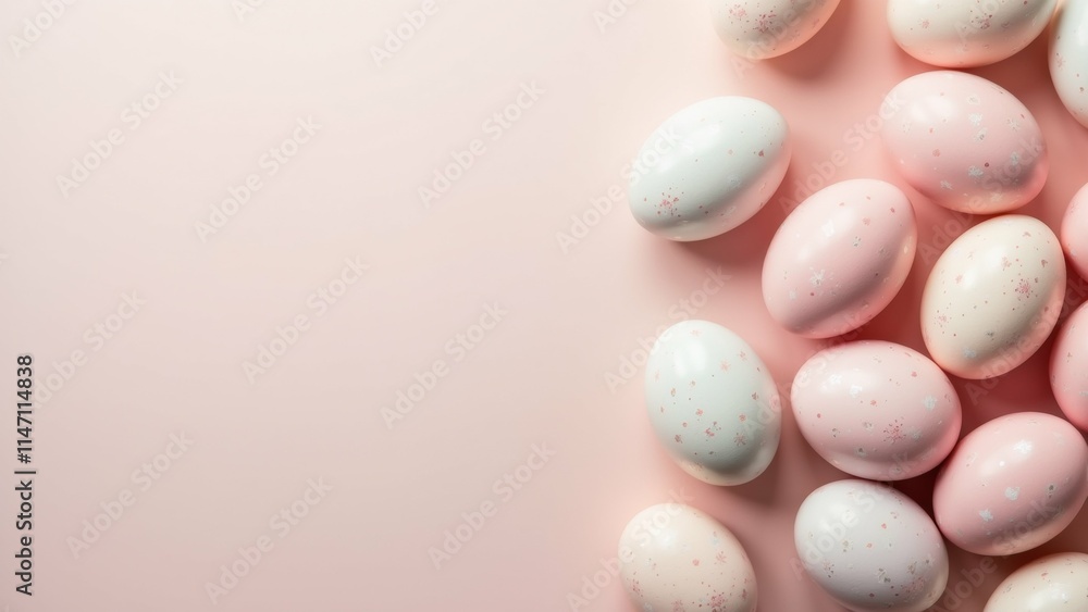 The image shows a group of small, round, light pink eggs scattered on a pastel pink background. The eggs are of different sizes and shapes, with some being larger and others smaller. The image shows a group of small, round, light pink eggs scattered on a pastel pink background. The eggs are of different sizes and shapes, with some being larger and others smaller.