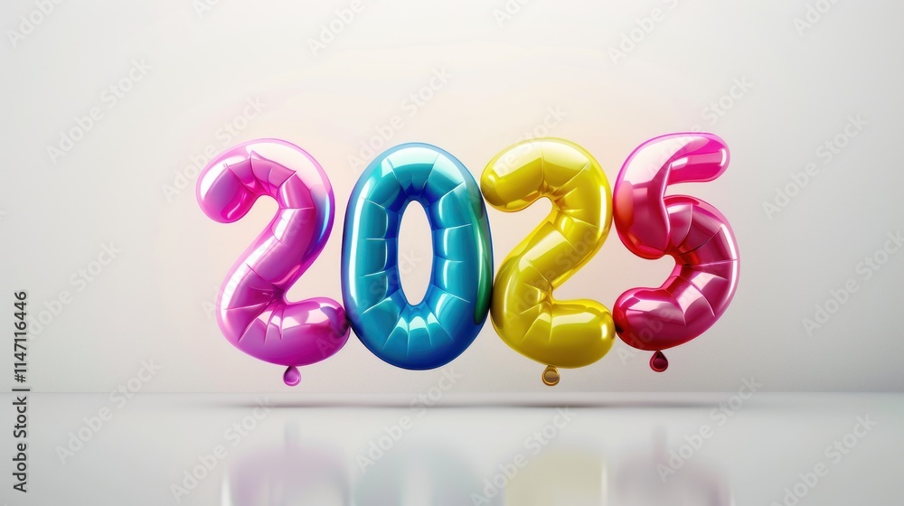 Fototapeta premium New Year balloons 2025. end of year holiday