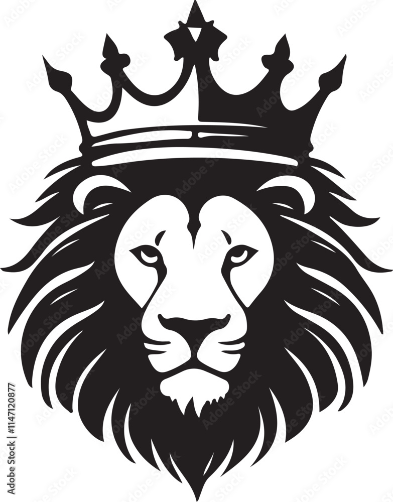 Obraz premium Black and white lion head logo type silhouette design
