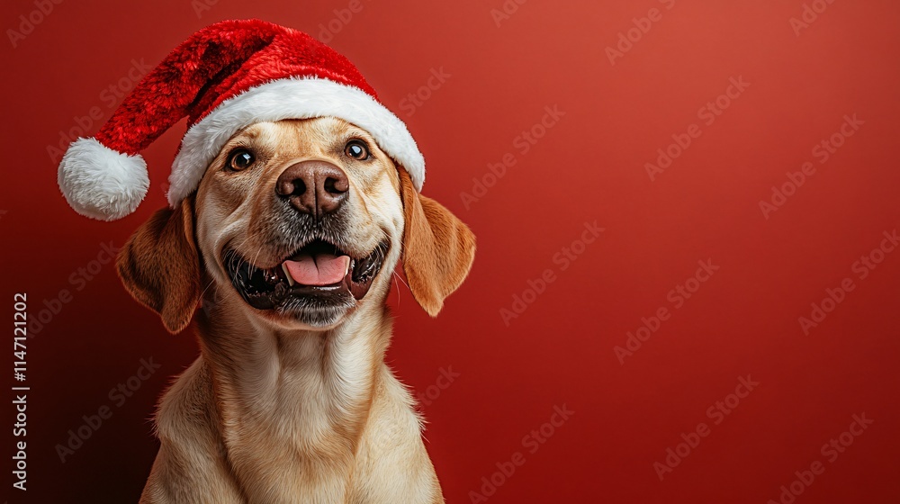 Labrador dog in a santa hat on isolated background Labrador dog in a santa hat on isolated background