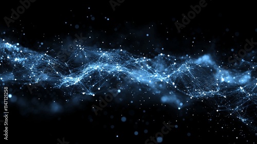 Abstract Blue Network Data Stream Visualization Futuristic Technology Background