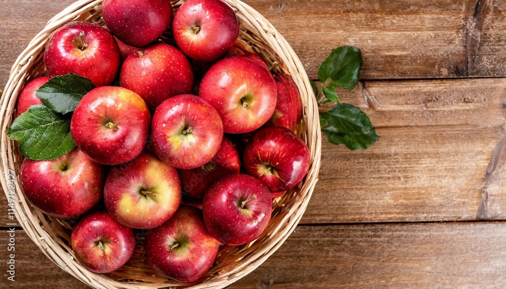 Fresh Red Apples in a Wooden Basket Ready for Market and Consumption Fresh Red Apples in a Wooden Basket Ready for Market and Consumption