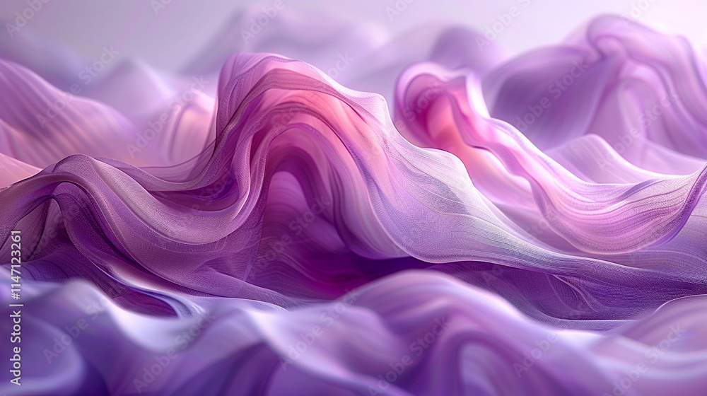 Obraz premium Swirling fabric in shades of purple creates a dreamy landscape