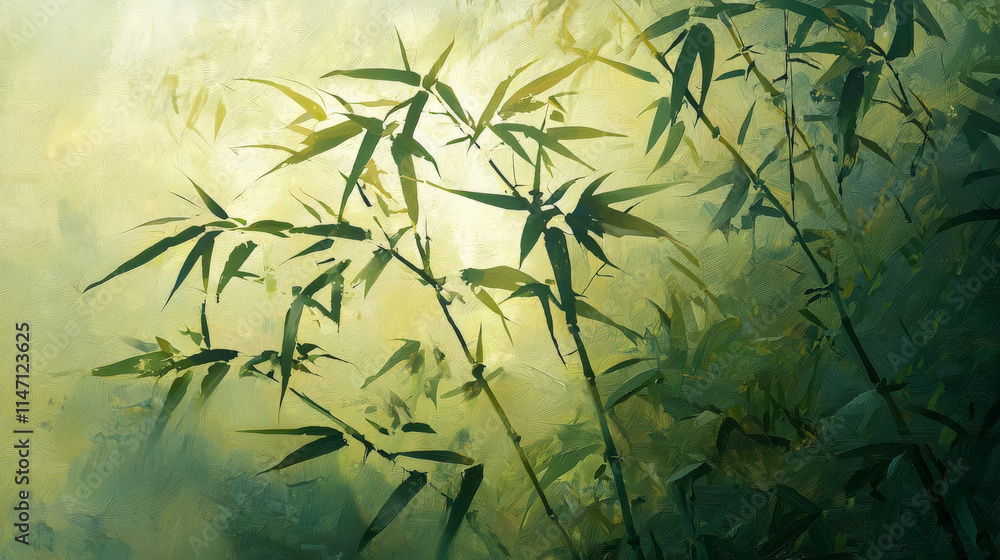 tranquil bamboo grove painted in soft green tones evokes serenity tranquil bamboo grove painted in soft green tones evokes serenity