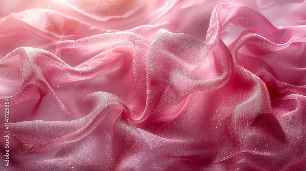 Fototapeta premium Delicate pink fabric flowing softly in warm sunlight