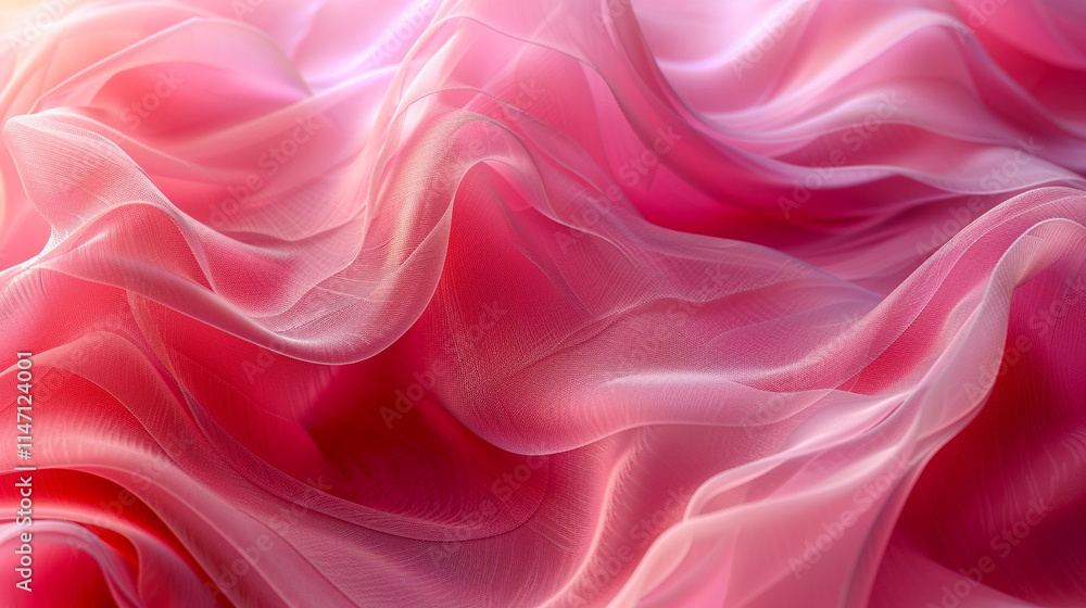 Fototapeta premium Delicate pink fabric waves dancing in soft light