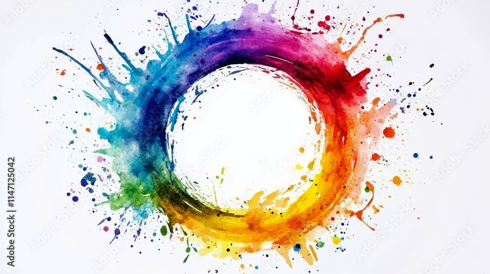 Vibrant Circular Splash of Colorful Paints with a White Center Space Perfect for Creative Project Backgrounds and Artistic Designs Vibrant Circular Splash of Colorful Paints with a White Center Space Perfect for Creative Project Backgrounds and Artistic Designs