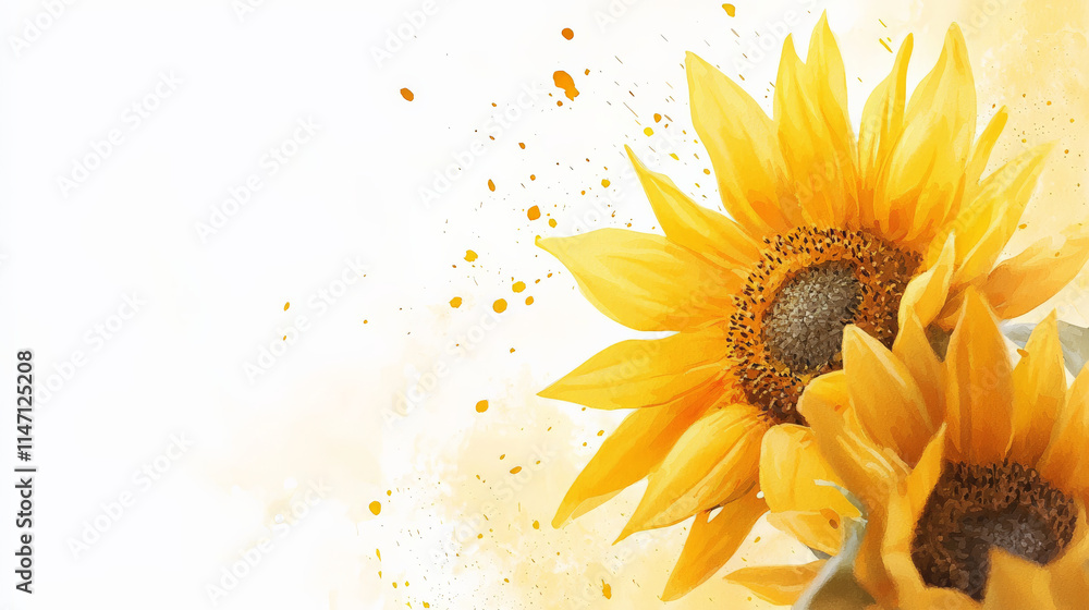 Vibrant sunflowers with bold yellow petals and textured background