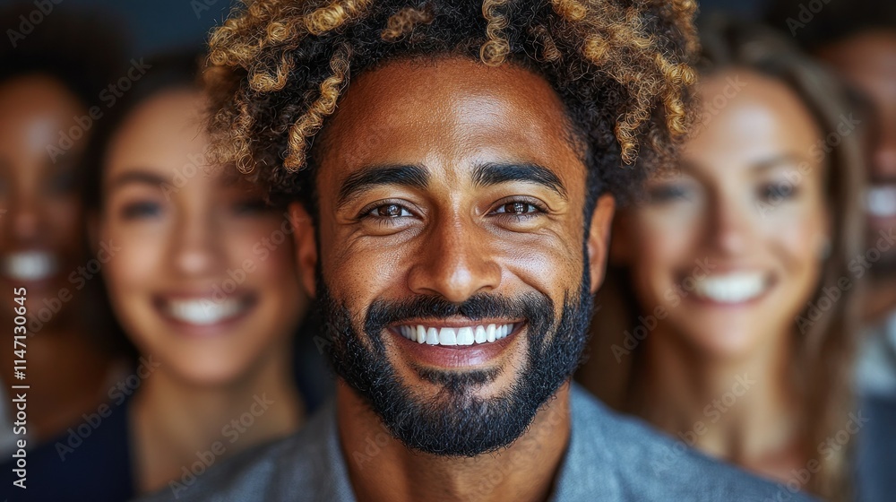 Smiling group portrait with diverse individuals. Smiling group portrait with diverse individuals.