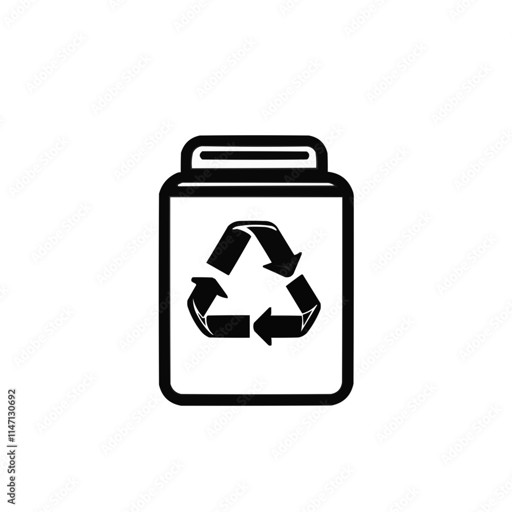 Minimalistic battery recycling icon in black and white Minimalistic battery recycling icon in black and white