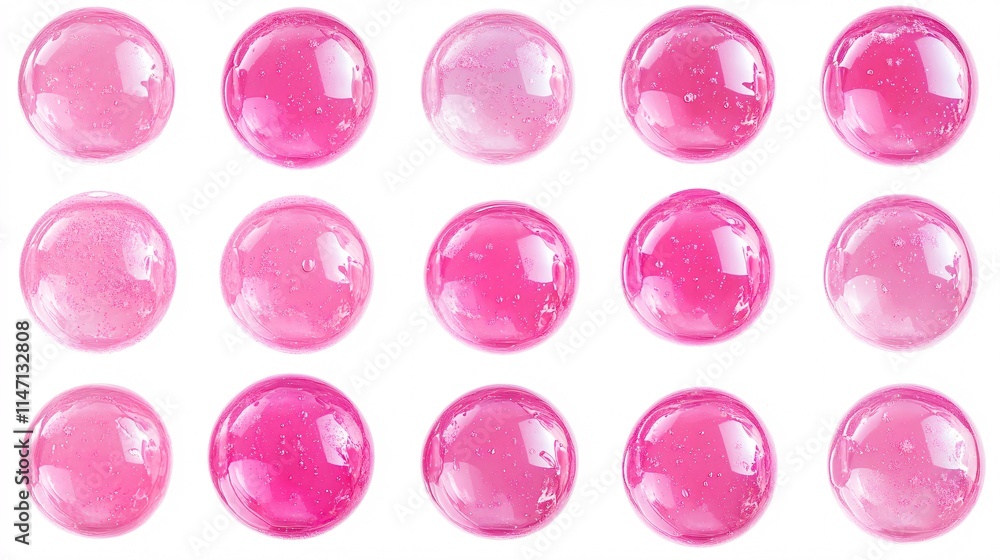 A vibrant array of pink gel spheres, showcasing various shades and textures, creating a playful and captivating visual. A vibrant array of pink gel spheres, showcasing various shades and textures, creating a playful and captivating visual.