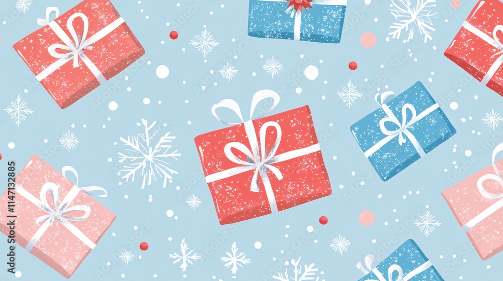 Vibrant holiday gift boxes scattered against a soft blue background, creating a festive and cheerful atmosphere. Vibrant holiday gift boxes scattered against a soft blue background, creating a festive and cheerful atmosphere.