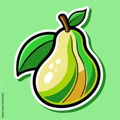 Professional Green Pear Illustration - Vector Graphic Design - Juicy Fruit.