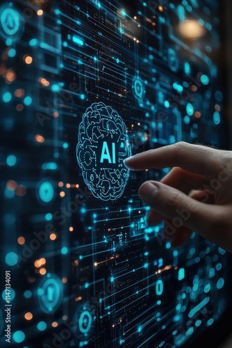 Futuristic Display of Artificial Intelligence Concept with Digital Interface
