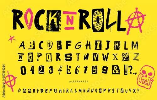 Rock and roll-inspired alphabet design