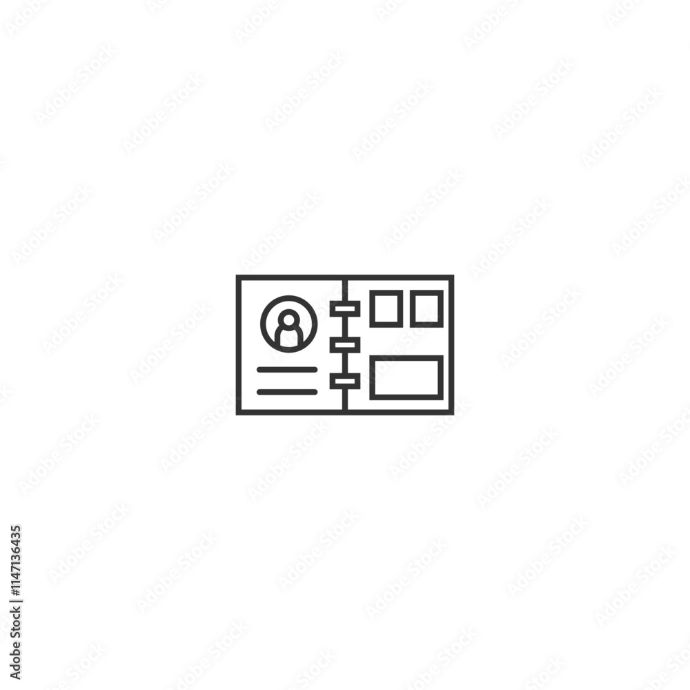 Obraz premium Minimalist line art address book icon for contact management
