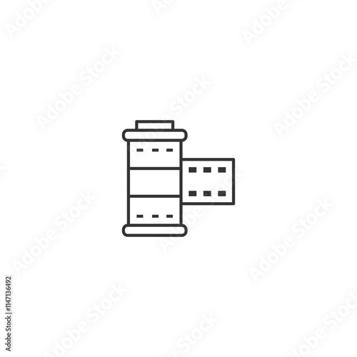 Vintage film roll icon in minimalistic style for photography concepts