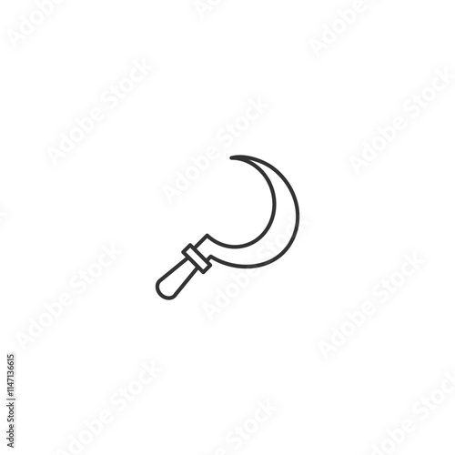 Minimalist icon of a sickle tool for agriculture and farming design
