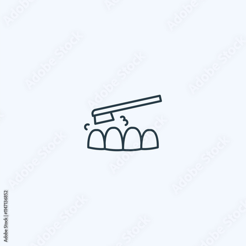 Minimalist toothbrush icon with teeth outline for dental care themes