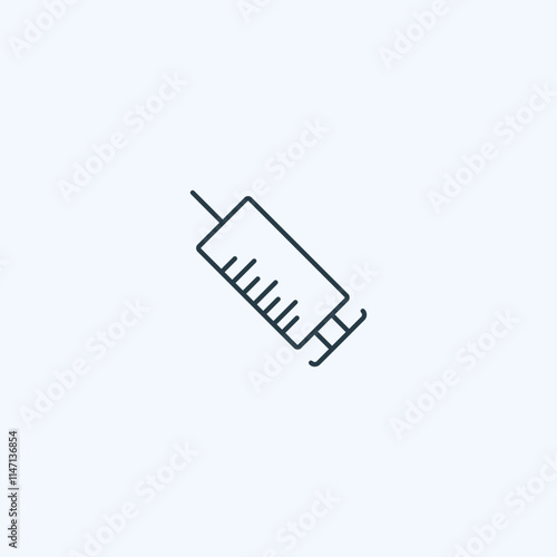 Minimalist medical syringe icon on light background