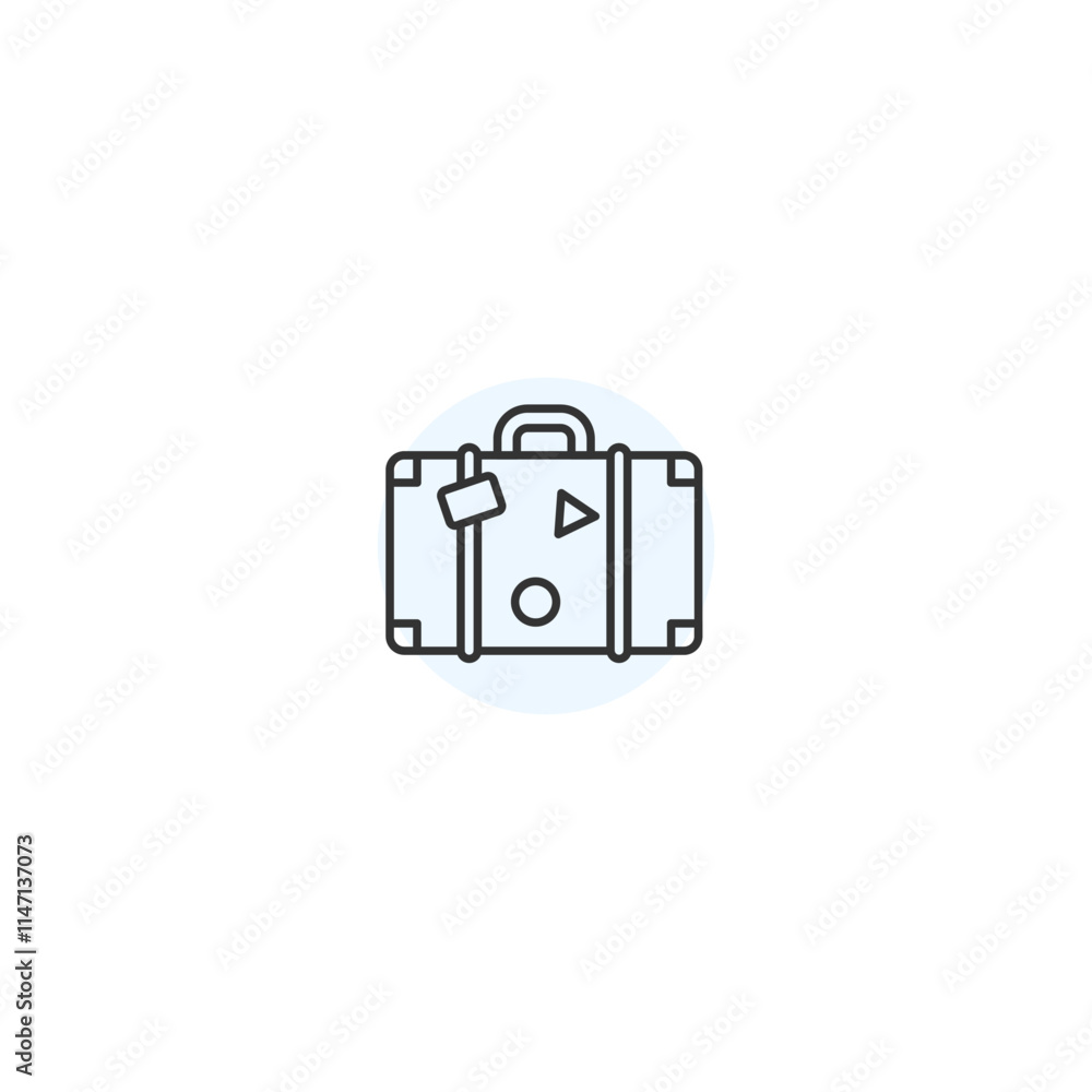 Minimalist travel icon: stylish line drawing of a suitcase with travel tags Minimalist travel icon: stylish line drawing of a suitcase with travel tags