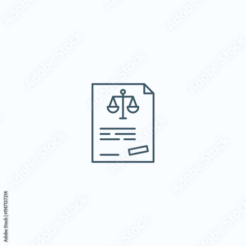 Legal document icon featuring scales of justice and signature line