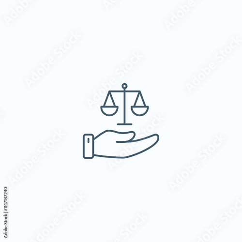 Justice and balance: hand holding scales icon for fairness and equality