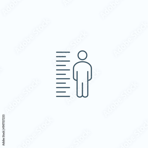 Minimalist icon of person with height measurement scale for medical and health applications