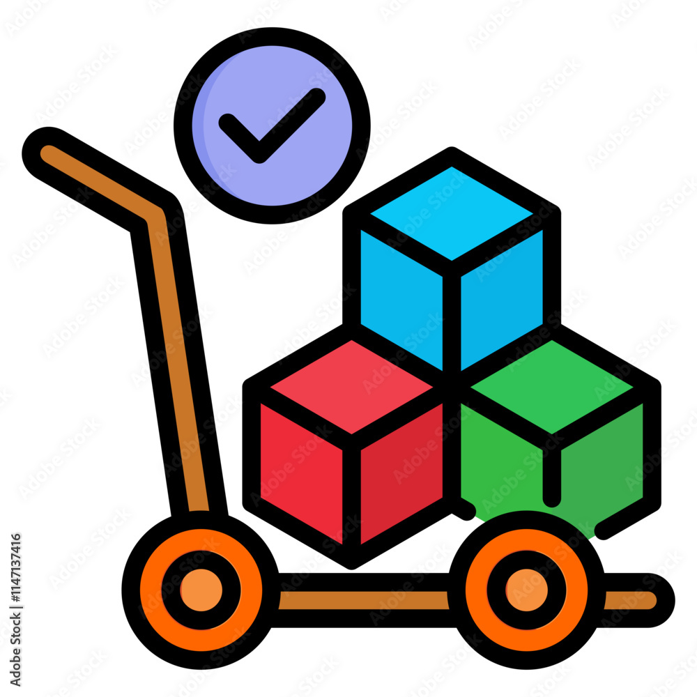 Economic and Industrial Growth Flat Line Color Icon Economic and Industrial Growth Flat Line Color Icon