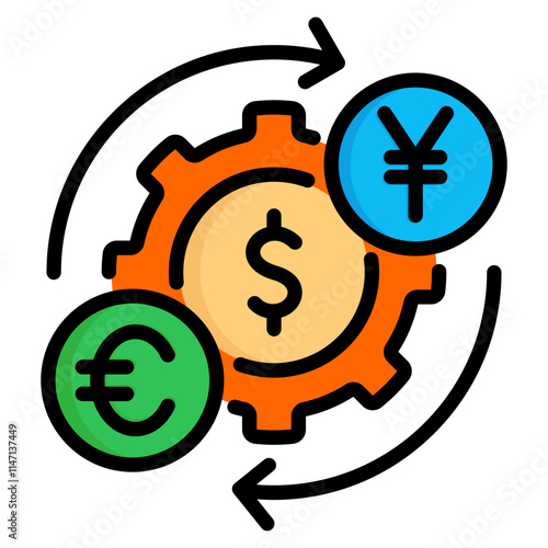 Economic and Industrial Growth Flat Line Color Icon