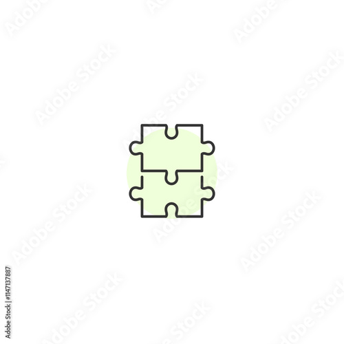 Minimalistic puzzle piece icon on light green background for creative design concepts