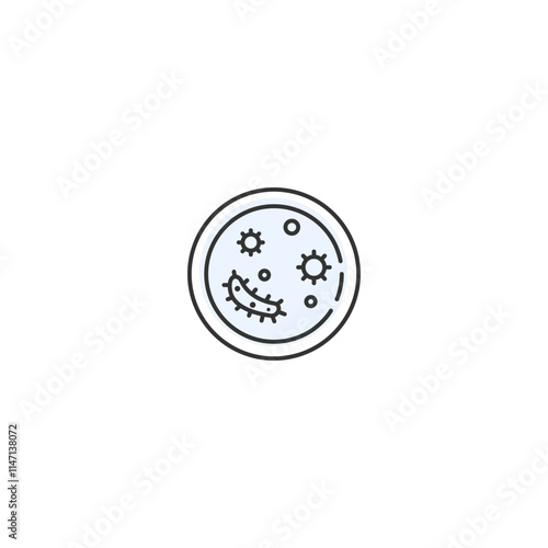 Minimalist bacteria and virus icons depicting healthcare and science concepts