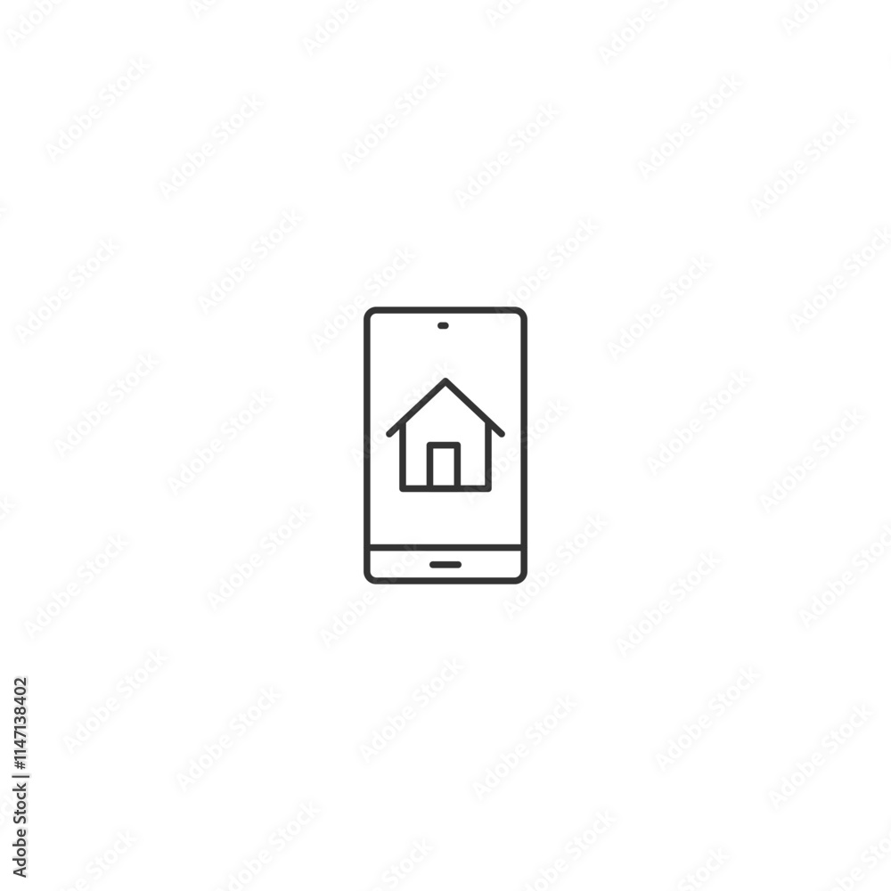 Minimalist smartphone design with home icon for smart home technology concepts Minimalist smartphone design with home icon for smart home technology concepts