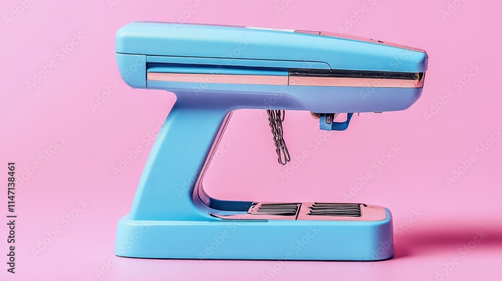 Common Office Supplies Stapler Device for fastening papers together with metal staples Isolated solo on plain background Common Office Supplies Stapler Device for fastening papers together with metal staples Isolated solo on plain background
