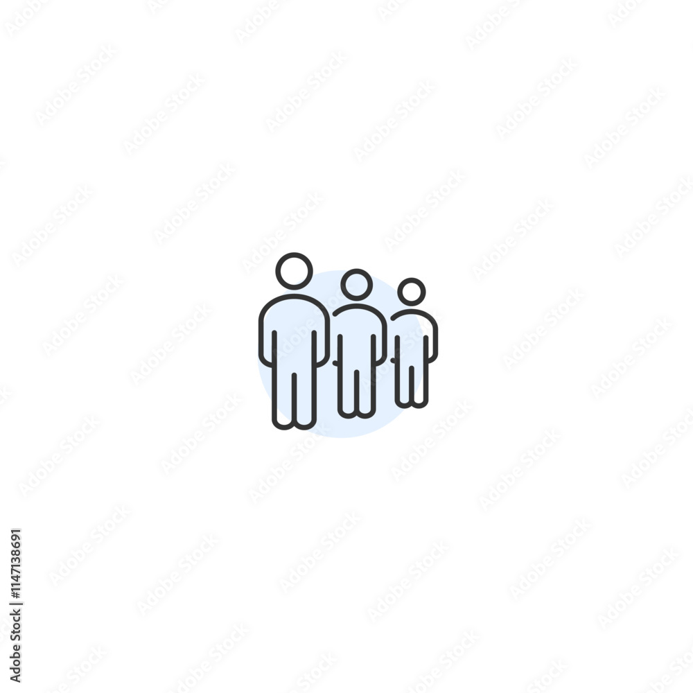 Minimalist icon of diverse people in line art with pastel background Minimalist icon of diverse people in line art with pastel background
