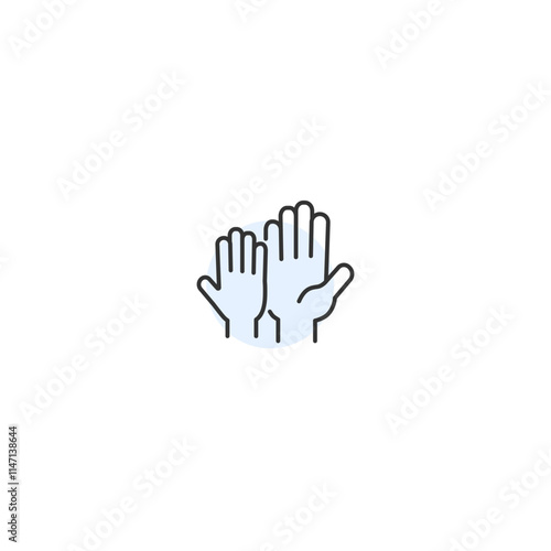 Minimalist icon of raised hands symbolizing support and community