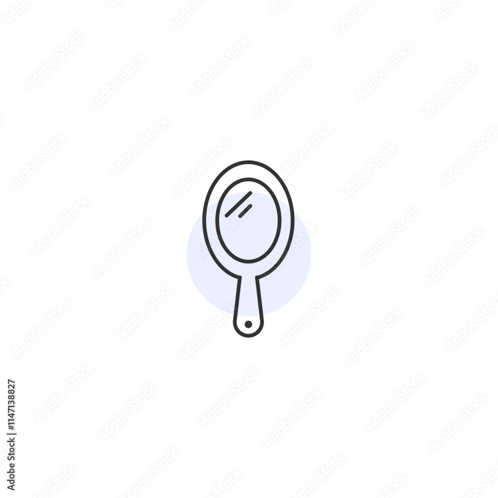 Minimalist hand mirror icon with simple linear design on white background Minimalist hand mirror icon with simple linear design on white background