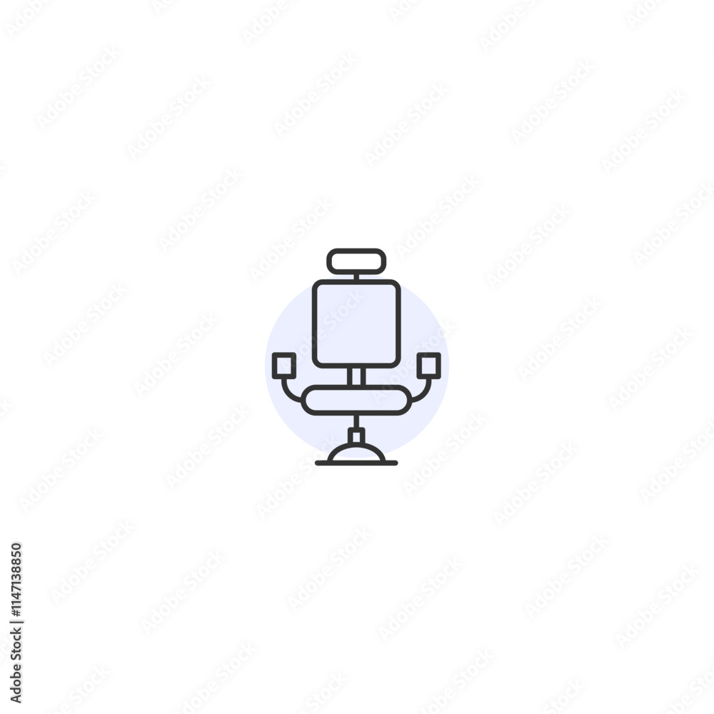 Minimalist barber chair icon on white background reflects modern design trends Minimalist barber chair icon on white background reflects modern design trends