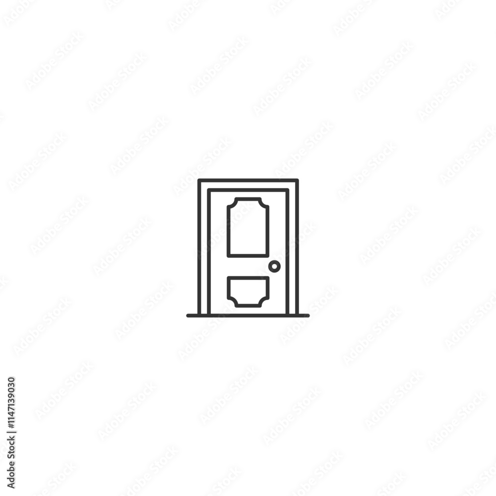 Minimalistic outline of a door isolated on white background Minimalistic outline of a door isolated on white background