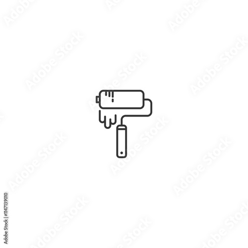 Minimalist paint roller icon on white background for home renovation concept