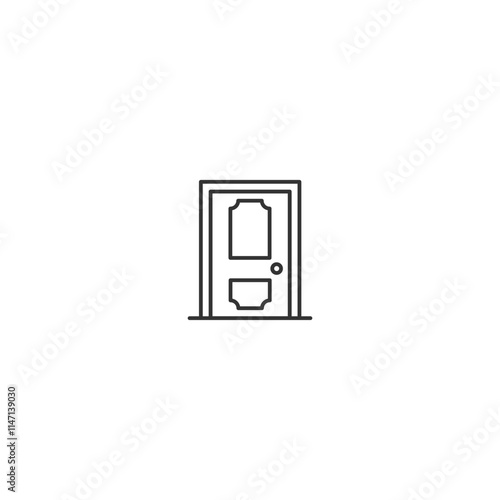 Minimalistic outline of a door isolated on white background