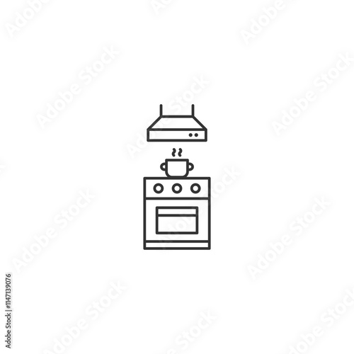 Minimalist kitchen icon with stove and range hood design for cooking concepts