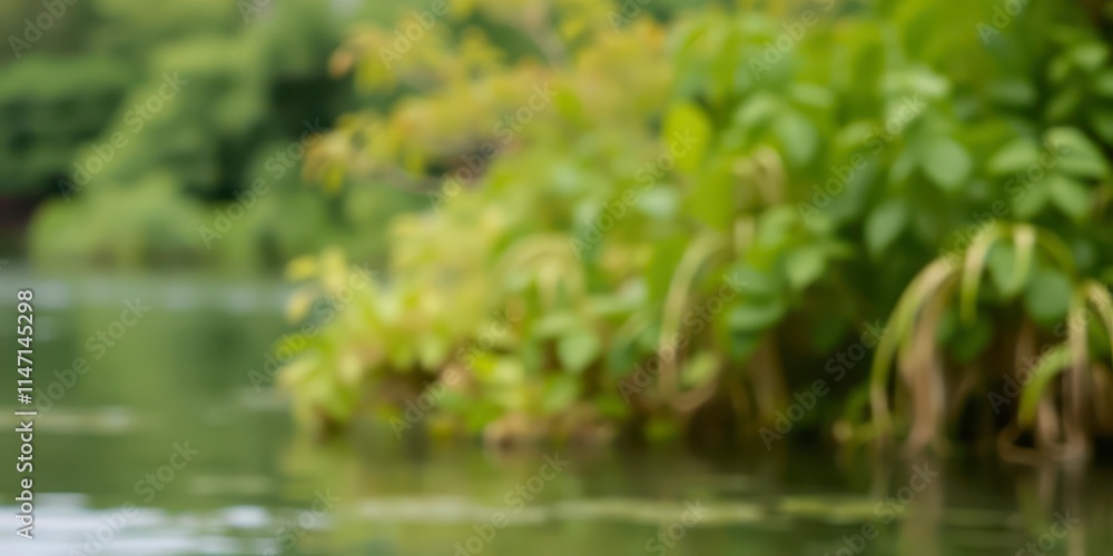 Blurred natural background featuring water and plants, scenery, outdoors, natural Blurred natural background featuring water and plants, scenery, outdoors, natural