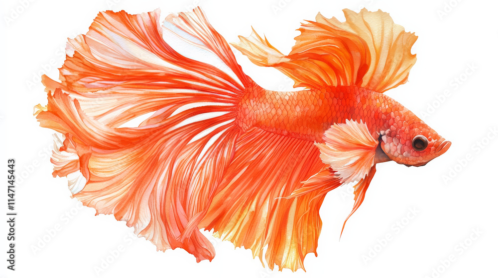 Fototapeta premium Vibrant watercolor Betta fish with flowing fins and bright colors
