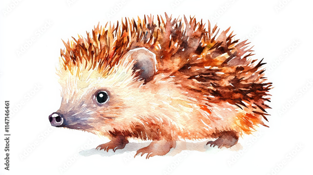 Fototapeta premium Watercolor hedgehog illustration, cute and charming, perfect for decor