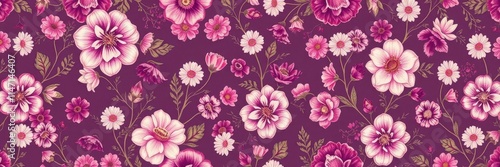 Wallpaper Mural Elegant seamless purple floral wallpaper design, purple, seamless Torontodigital.ca