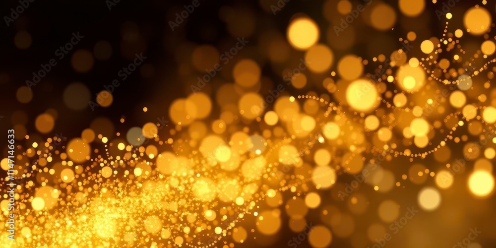 Golden glitter particles on a black background creating a glamorous and festive effect, background, decoration, glitter Golden glitter particles on a black background creating a glamorous and festive effect, background, decoration, glitter