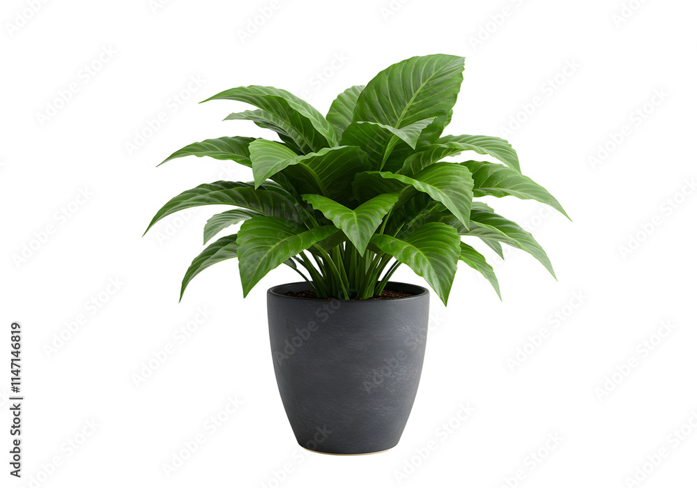 Fototapeta premium Green Foliage Plant in a Minimalist Pot - Isolated on Transparent Background